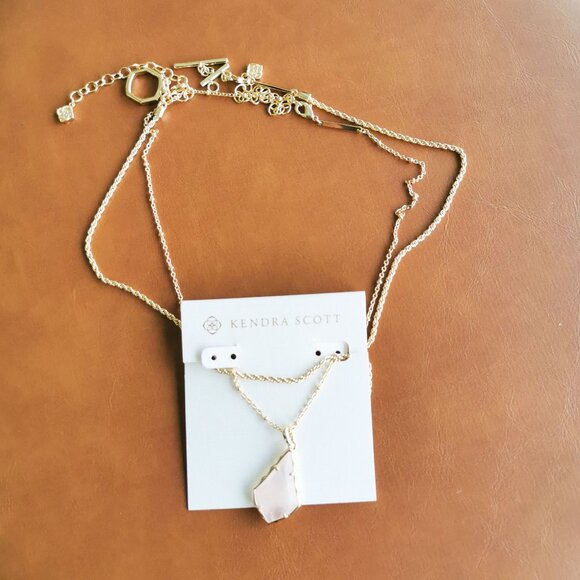 Kendra Scott Faceted Alex Gold Rose Quartz Convertible Necklace - Picture 2 of 4